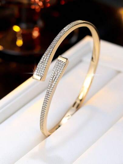1 chiếc vòng tay thiết kế đan chéo tối giản thanh lịch đính đá Cubic Zirconia, vòng tay cao cấp độc đáo, quà tặng sinh nhật cho bạn gái.