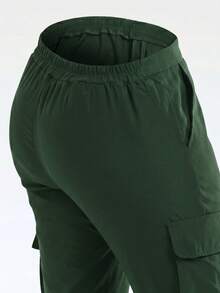Wide Leg Plus Size Winter High Waist New Release Cold Autumn Elegant Palazzo Pants With Side Pockets Cargo Butt Lifting Premium Tailoring Sizes 46 To 56 - 綠色 - 查看 8