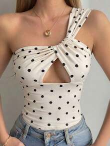 Camiseta sin mangas ajustada con tiras cruzadas huecas, estilo sexy y casual para mujer, Y2K - Albaricoque 3 - Ver 1