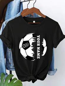 Personalized Soccer Player Jersey, Soccer Ball Name Jersey, Custom Soccer Player Jersey, Personalized Soccer Ball, Soccer Lover Jersey - 黑色 - 查看 2