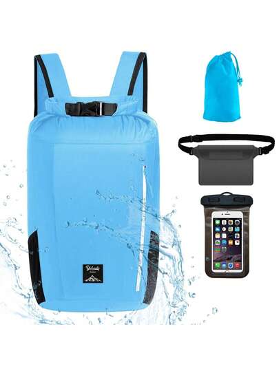Balo chống nước 20L - Chống nước, phù hợp cho chèo thuyền kayak, chèo xuồng, có túi đeo hông và túi đựng điện thoại, nhẹ, túi khô nổi cho kayak, balo khô đi bộ đường dài, balo cuộn bền cho du lịch, chèo thuyền kayak, chèo xuồng, cắm trại, chèo bè và câu cá