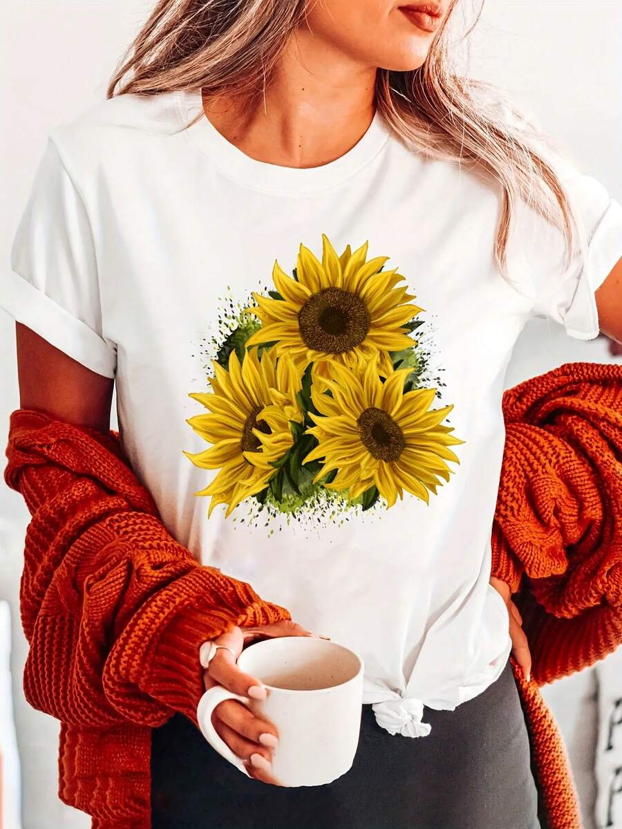 Camiseta Semi-Transparente para Mujer con Estampado - Top Suave y Transpirable con Frase Positiva, Manga Corta y Cuello Redondo, Blusa Casual para Looks de Primavera y Verano - Blanco - Ver 1