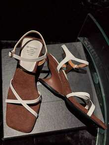 New Summer High Heel Strap Unique Design Sandals - White - View 5
