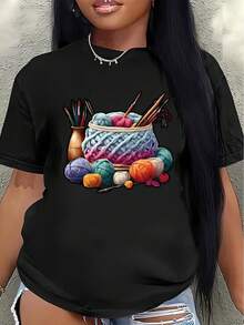 Camiseta de manga corta, ligera y duradera, diseñada con costuras de hilo, es perfecta para el ocio en casa o para usar en la sala de manualidades, ofreciendo una experiencia de uso diario cómoda.women's shirts - Negro - Ver 7