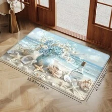 1 pieza/2PCS/3PCS Alfombras de cocina, estampado de conchas marinas & flores, antideslizante, absorbente de agua, suave & cómodo, fácil de limpiar, ideal para la decoración del piso de la cocina - Multicolor - Ver 11