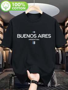 Camiseta Cozy Comfy Lounge Vintage Buenos Aires Argentina Travel Souvenir - Algodón 100% puro de alto gramaje, cuello redondo, manga corta, cómoda para todas las estaciones, unisex - Camiseta negra lavable a máquina con letras argentinas blancas - Regalo ideal para Navidad, Acción de Gracias, Halloween - Adecuada para uso diario casual y atuendo tradicional español formal, estética vintage, tela suave, diseño clásico, material duradero. - Negro - Ver 1