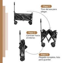 1 Pieza Carro Plegable Para Exteriores 80L Con Marco De Acero Resistente Carro Con Ruedas Todoterreno Gran Capacidad De Carga Fácil De Plegar Ideal Para Acampar Ir De Compras Y Jardín - [Rueda de 5 pulgadas, plegable, de apertura trasera] 80L - Ver 8