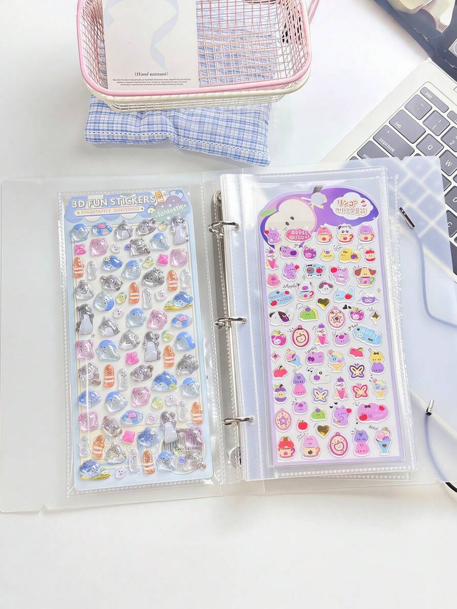 1pc Portable Transparent Loose-Leaf Binder, Can Also Be Used As Transparent Sticker Book, Sticker Album, Photo Storage Bag, Photo Album, Budget Planner, Office Supplies - A - View 1
