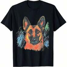 1 Piece Cottage Core T-Shirt With Poodle Dog Playing Guitar Design, All Seasons, 100% Cotton, Single Side Print, Round Neck, Short Sleeve, Unisex, Base Layer, 180g, 100% Cotton. - Color 10 - View 1