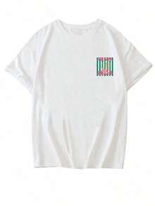 Women's Loose-Fitting T-Shirt With A Round Neck And Exquisite Print. Soft And Breathable Fabric, Comfortable To Wear, And Short Sleeves. Casual And Relaxed Fit, Versatile Style. Made From High-Quality 100% Pure Cotton (200 G). - 白色 - 查看 5