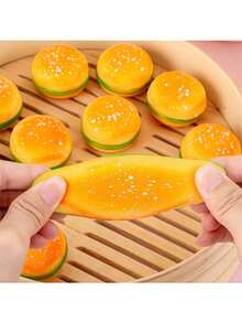 NeeDoh 逼真可拉伸汉堡造型软萌玩具，解压挤压球，蛋糕装饰模型，新奇玩具 - 彩色 - 查看 6