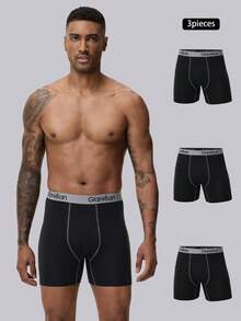3 chiếc quần boxer brief độ dài trung bình, quần lót nam mới thoải mái - Nhiều màu - Xem 12