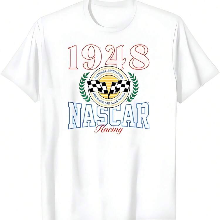 NASCARS - Vintage 1948 Heritage Crests Racing Logo Camiseta negra - Blanco - Añade 1