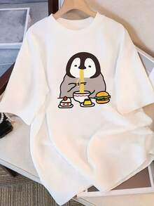 Camiseta de manga corta para mujer con diseño y estampado únicos, nuevo estilo de verano holgado para 2025, top favorecedor para - [Blanco] - Ver 4