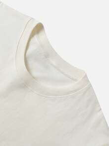 Modern, Casual Women's Top, Perfect For Parties And Lounging At Home, 100% Cotton, Loose Fit. Women's Printed T-Shirts Vintage Floral And Letter Print T-Shirt - Soft Beige, Short Sleeve, Crew Neck, Loose Fit, Machine Washable For Spring And Summer, Women's T-Shirts, Casual Wear, All Seasons Wear, 100% Cotton - 杏色 - 查看 5