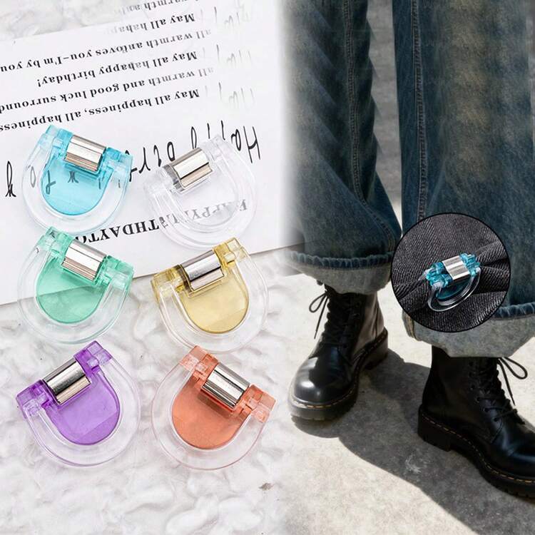 12/6个透明裤腿夹，隐形裤脚袖口固定器，可调节透明防滑裤腿夹，可重复使用的牛仔裤裤脚固定器 - 衣物固定夾 - 查看 3