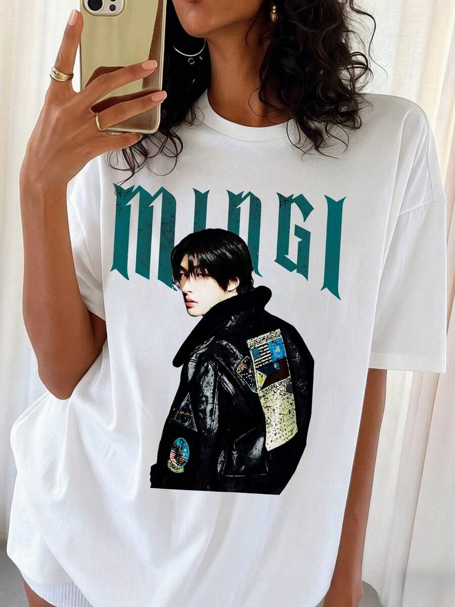 90s Retro Mingi AteezS T-Shirt, Vintage K-Pop Style - White - View 1