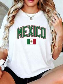 New And Modern High-Quality Pure Cotton T-Shirt With Round Neck, Soft And Comfortable, Casual Style, Retro Mexican Style T-Shirt, Classic Loose Urban Style T-Shirt For Men And Women, Vintage T-Shirt, Mother's Day Gift, Graduation Season Gift - Unisex Vintage Urban Style Loose Fit, Pure Cotton, Short Sleeve And Round Neck T-Shirt. - 白色 - 查看 7