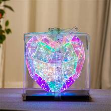22cm Tall Romantic Colorful Heart-Shaped Gift Box Light, USB Powered Multicolor Heart LED Lamp, Suitable For Wedding Party Decor, Fit For Valentine's Day, Christmas, Halloween, Thanksgiving, Outdoor And Bedroom Ambiance Lighting - Heart-shaped Cake Box - View 3