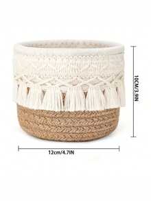 Tassel Desktop Storage Basket, Makeup Brush Storage Box, Round Woven Storage Basket, Suitable For Storing Makeup Brushes, Hair Clips And Hair Accessories, Suitable For Storing Earphones And Data Cables, Miscellaneous Storage Box, Remote Control Storage Basket, Suitable For Living Room, Bedroom And Garden, Suitable As A Gift For Friends, Wedding Souvenir, Birthday Gift - Multicolor - View 11