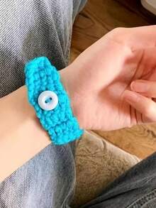 1pc Handmade Knitted Yarn Small Watch, Creative Gift For Couples, Bracelet, Wristband, Jewelry - Multicolor - View 2