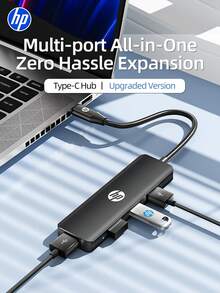 Estación de acoplamiento 5 en 1 HP, DHC-CT210, de aleación de aluminio, de Tipo-C a DC + USB3.0*4, transferencia de archivos de alta eficiencia, estación de acoplamiento multifuncional portátil, plug and play. - Ver 2