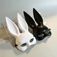 1/2pcsSparkling Black And White Rabbit Mask, Suitable For Nightclub Dress, Halloween Parties And Other Activities - View 3