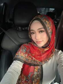 1 chiếc khăn trùm đầu chiffon in họa tiết Paisley, khăn trùm đầu hoa văn thanh lịch phù hợp để mặc hàng ngày, áo Abaya. - Nhiều màu - Xem 11