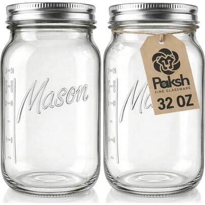 Wide Mouth Mason Jars With Lids 32 Oz – Glass Quart Mason Canning Jars, Large Mason Jar Wide Mouth For Canning, Pickling, Jelly