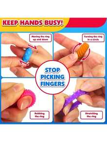 6pcs Silicone Finger Spinner Rings - Sensory Toys With Varied Textures And Color Combinations, Helpful For Maintaining Calmness And Focus, Suitable For Classroom Rewards, Birthday Gifts, And Travel Entertainment - Multicolor - View 4