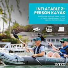 2Person Inflatable Kayak Set, Dakota K2 With 86in Oars And Pump - As Illustrated - View 2