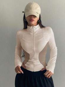 Chaqueta Ajustada Con Cierre De Cremallera Para Mujer - Multicolor - Ver 6
