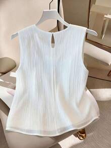 de tirantes de unicolor casual de talla grande, verano - Blanco - Ver 2