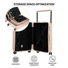 W WINGS 3-Piece High-Quality Travel Luggage Set, 20", 24", 28" Sizes, With TSA Lock, ABS+Digital Lock, 360° Spinner Wheels And Hard Shell, Free Carry-On - Ivory - View 4