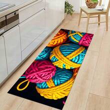 1pc 2D Colorful Pom-Pom Pattern Printed Rug, Long Doormat Series, Suitable For Living Room, Laundry Room, Bathroom, Bedroom, Kitchen - Multicolor - View 4