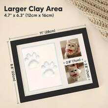 3pcs Set [Photo Frame + Ink Pad + Wooden Stick] Baby Handprint/Footprint Or Pet Paw Print Photo Frame, Growth Memory Gift Set - White - View 2