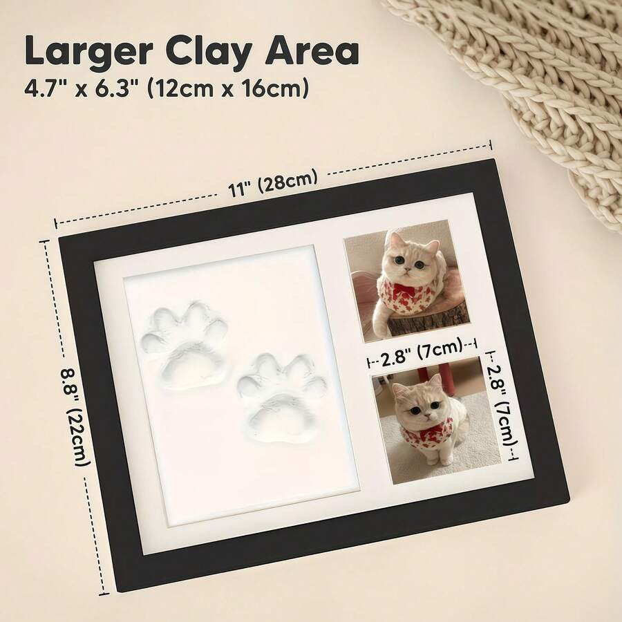 3pcs Set [Photo Frame + Ink Pad + Wooden Stick] Baby Handprint/Footprint Or Pet Paw Print Photo Frame, Growth Memory Gift Set