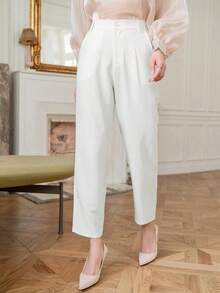 Pantalones rectos casuales de negocios para mujeres - Blanco - Ver 4