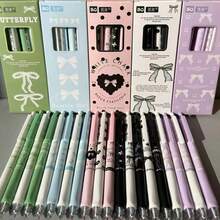 5pcs/Set Pastel Bowknot Pattern Retractable Neutral Pens, Comes With Gift Box, Smooth Writing, Suitable For Study, Office, Diary - A - View 7