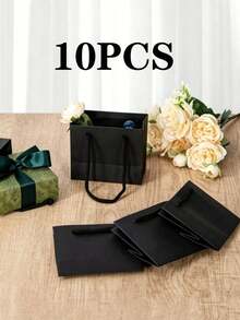 5/10 túi quà màu đen, túi mua sắm cho nam, túi xách cưới, túi giấy đựng quà nhỏ dùng trong tiệc sinh nhật, thời trang và tiện dụng. - đen - Xem 11