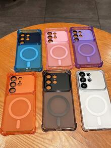奢华哑光透明可拆卸镜头手机壳，兼容三星 Galaxy S26 Ultra、S26 Plus、S25 Ultra、S24 Ultra、S25、S24 Plus，支持无线充电，保护摄像头后盖 - 黑色 - 查看 4