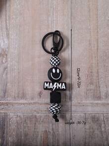 閃電 MAMA 歡樂表情串珠鑰匙圈-背包掛飾配件，防丟鑰匙架，女性鑰匙圈環 - 彩色 - 查看 4