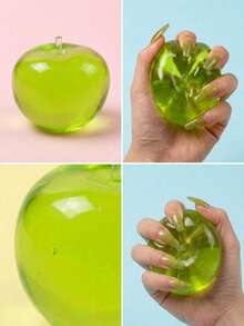 Green Apple Shaped Marshmallow Slow Rebound Toy, Super Soft Transparent Jelly Squeeze Toy, Fruit Themed Sensory Toy, Relieve Anxiety Hand Therapy Relaxation Toy, Suitable For Teenagers, Adults, Office Desk Daily Stress Relief Toy - Green - View 4