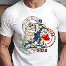 Camiseta de Fútbol Mundial 2026 Diseño PNG _ Gráfico de Camiseta de Fútbol _ Camiseta para Fanáticos de EE. UU., Canadá y México, Camiseta Unisex, Camiseta Y2K, Camiseta Streetwear - Blanco 8 - Ver 6