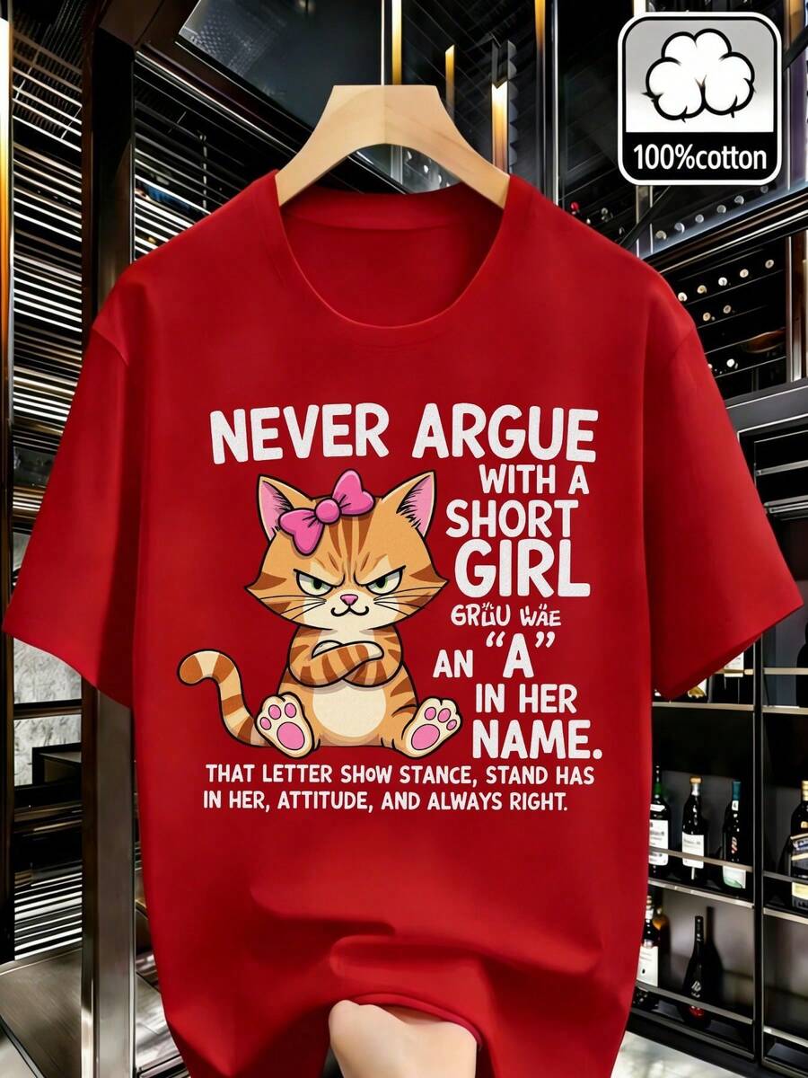 Soft, No Arguing With The Cropped T-Shirt: 100% Multicolored Round Neck T-Shirt, Y2K Retro Style For Men And Women, New Spring/Summer Collection, Casual And Versatile, Suitable For Family Gatherings, Elegant Blouses For Women. - 紅色 - 查看 1