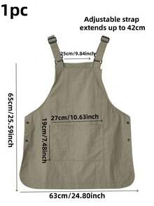 1pc Adjustable Apron, Sleeveless Kitchen Apron For Summer, Reversible, Water-Resistant, Oil-Proof, Durable Work Wear - Khaki Green-1pc - View 3