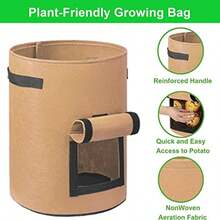 2 túi trồng khoai lang 10 gallon, xô trồng khoai tây bằng nỉ, túi trồng cây hình tròn dùng để ươm giống khoai tây, túi làm vườn rau, túi vải. - Túi trồng cây - Xem 7