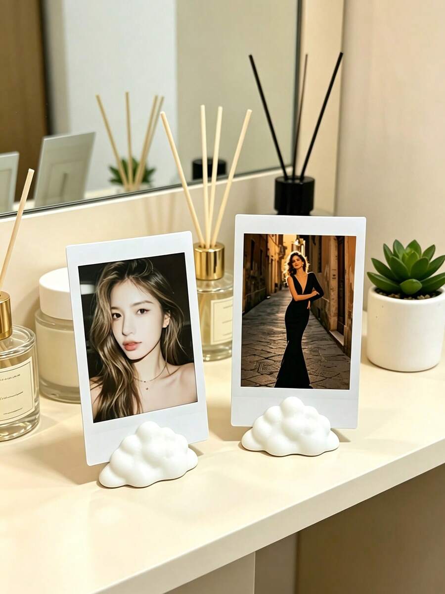 1/5pcs Cute Cloud-Shaped Photo Frame Stands,Photo Display,Plastic Picture Frame For Rooms, Office, Cute Desk Organizer Suitable For Photos, Cards, Post-Its - Multicolor - View 1