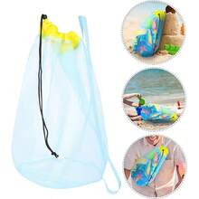 1 Peça Bolsa de Praia de Malha Leve Dobrável de Grande Capacidade, Organizador de Brinquedos de Grande Armazenamento Bolsa Esportiva para Crianças Meninas Adolescentes Mulheres, Bolsa Dobrável Portátil para Escola Praia Viagem Férias Deslocamento Diário - Visão 8