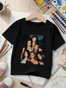 Cute Unisex American-Style T-Shirts For Girls, Soft, A Must-Have Urban Casual Fashion Item, Suitable For All Seasons, Versatile For Any Occasion, Affordable For Everyday Wear And A Perfect Gift For Fans And Friends - 160G, Women's Blouses, Blouses, Casual Blouses For Women, Informal Blouses For Women, Women's Tops, Tops, Unisex. - 黑色 - 查看 6